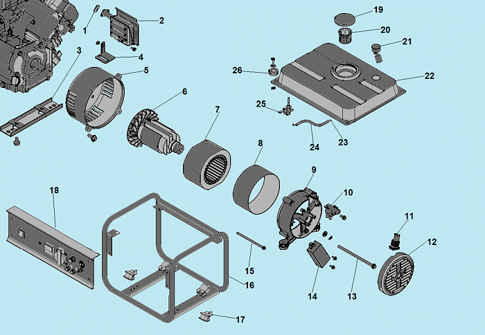 1 ЯКОРЬ - СТАТОР - БАК - БЛОК AVR ГЕНЕРАТОР CHAMPION GG1200