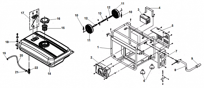1 БАК - АККУМУЛЯТОР ГЕНЕРАТОР CHAMPION GG7200E